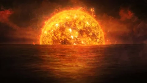 Blazing Sun on the Night Waves 4K Loop Stock Footage 147096114