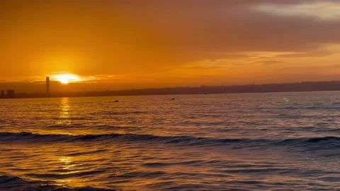 Blazing sunset over the sea 스톡 동영상 197483826
