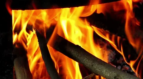 Blazing Wood Fire Stock Footage 7749558