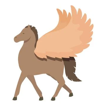 Blazon pegasus icon cartoon vector. Flying tale historical wings Stock Illustration