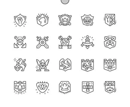 Blazon Well-crafted Pixel Perfect Vector Thin Line Icons Stock Illustration