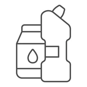 Bleach and powder thin line icon, car washing concept, Clean products sign on Stock Illustration