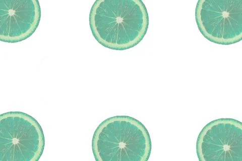 Bleached coral lemon pattern on the edges of white isolated background. Stock Photos