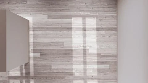 Bleached wooden empty room interior design, open space with parquet floor a.. Stock Illustration