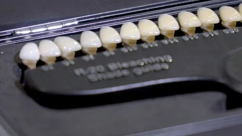 Bleaching shade guide, tooth color samples Stock Footage 106204849