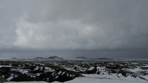 Bleak Arctic cloudscape, Iceland Stock Footage 1106454
