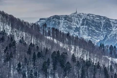 Bleak wintry mountain landscape Foto stock