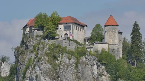 Bled Castle Time Lapse in 4K UHD UltraHD Idyllic Slovenia Touristic Attraction Stock Footage