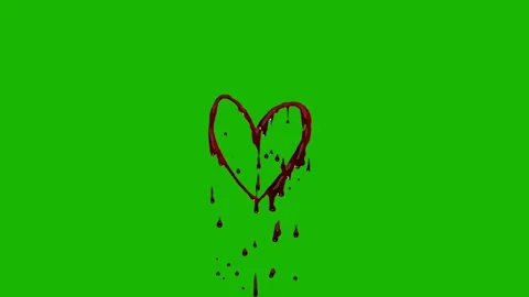 Bleeding Effect on Heart Shape on Green Screen Stock Footage 320470101