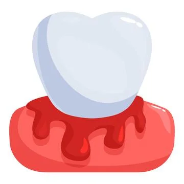 Bleeding gums and tooth indicate gum disease or gingivitis イラスト素材