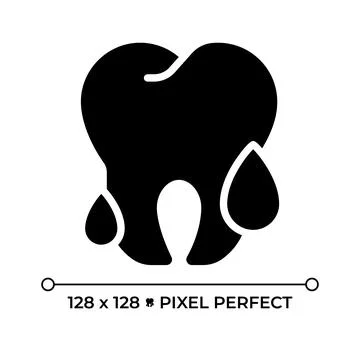 Bleeding gums pixel perfect glyph solid icon Stock Illustration