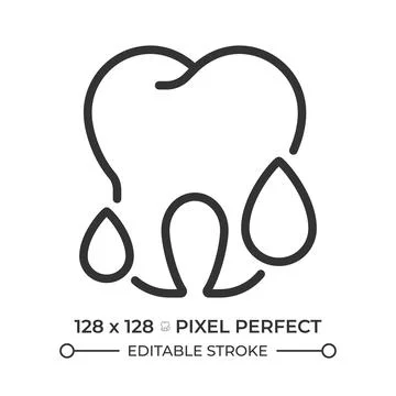 Bleeding gums pixel perfect line icon Stock Illustration