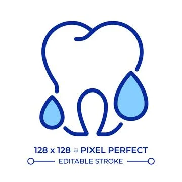 Bleeding gums pixel perfect line color icon Stock Illustration