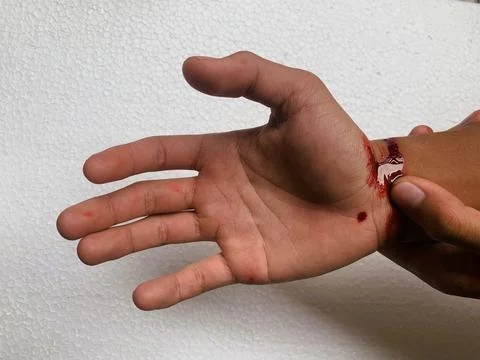 A bleeding hand Foto stock
