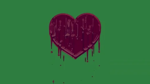 A bleeding heart on green screen and figure colorful design motion frame Stock Footage 337340597
