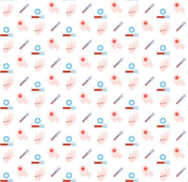Bleeding wound maim hand headache hospital bed thermometer icon healthcare Stock Illustration