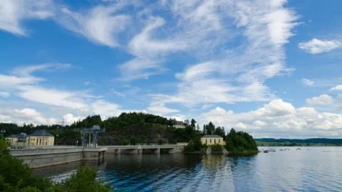 The Bleiloch-dam at waterside Stock Photos