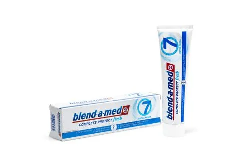 Blend-A-Med toothpaste,  Extra Fresh,  made by Procter &amp; Gamble. Stock Photos