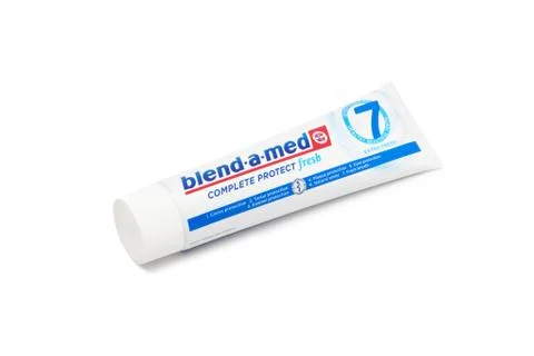 Blend-A-Med toothpaste,  Extra Fresh,  made by Procter &amp; Gamble. Stock Photos