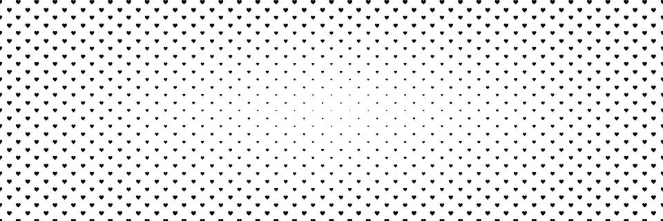 Blended black heart  on white for pattern and background, halftone effect, Va Stock Illustration