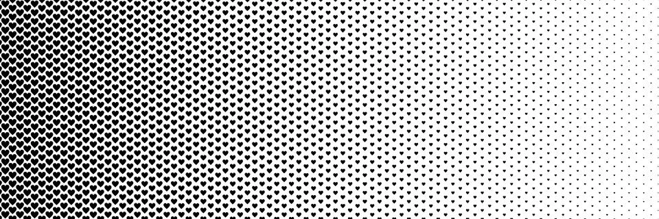 Blended  black heart  on white for pattern and background, halftone effect, V Stock Illustration