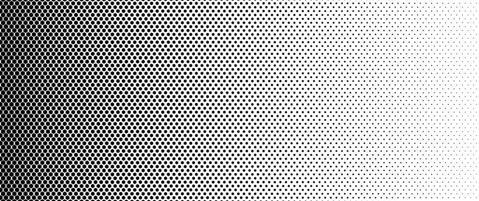 Blended  black hexagon on white for pattern and background, Halftone effect. Illustrazione stock