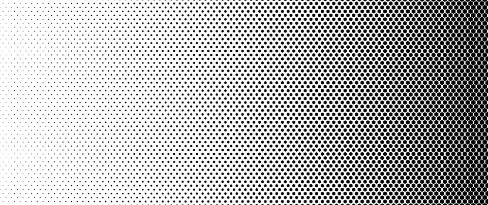 Blended  black hexagon on white for pattern and background, Halftone effect. Illustrazione stock