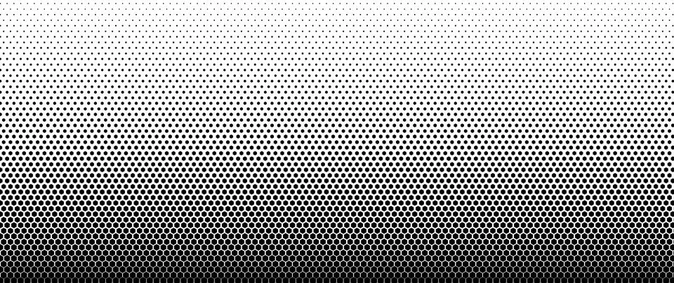 Blended  black hexagon on white for pattern and background, Halftone effect. Stockillustratie