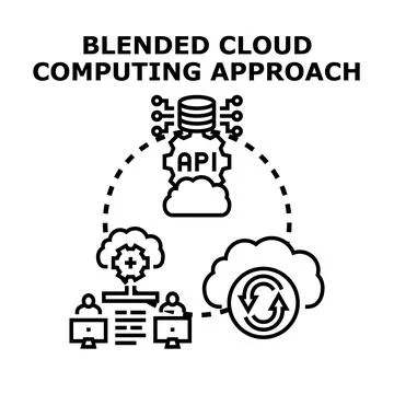 Blended cloud computing approach and architecture concept イラスト素材