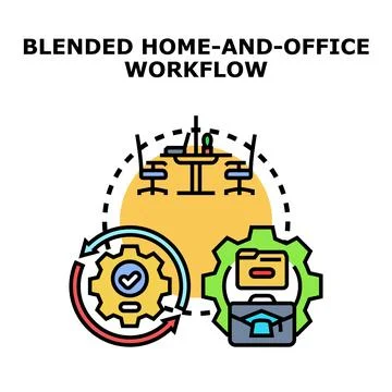 Blended home and office workflow concept managing Stock Illustration