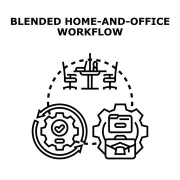Blended home and office workflow concept managing Stock Illustration