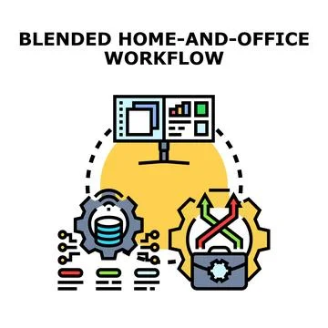 Blended home and office workflow concept illustrating hybrid work 스톡 일러스트