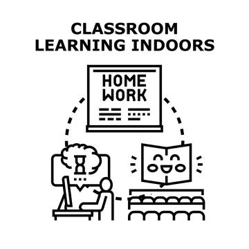 Blended learning classroom concept with digital education Stock Illustration