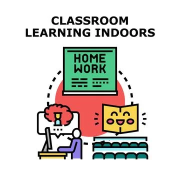 Blended learning classroom concept with digital education Stock Illustration