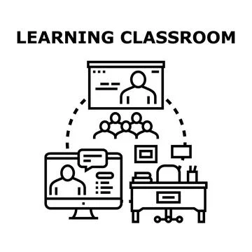 Blended learning classroom concept for modern education Stock Illustration
