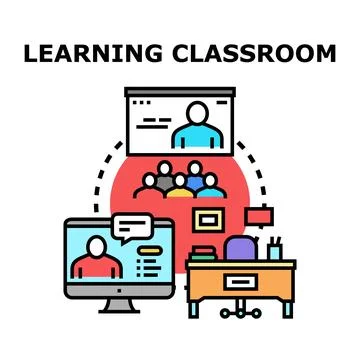 Blended learning classroom concept for modern education 库存插图