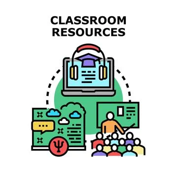 Blended learning classroom resources for modern education Stock Illustration