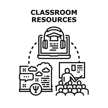 Blended learning classroom resources for modern education Stock Illustration