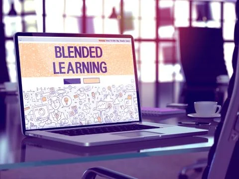 Blended Learning - Concept on Laptop Screen Stockillustratie