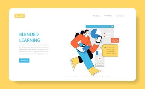 Blended Learning concept. Vector illustration. Illustrazione stock