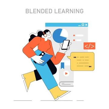 Blended Learning concept. Vector illustration. 스톡 일러스트