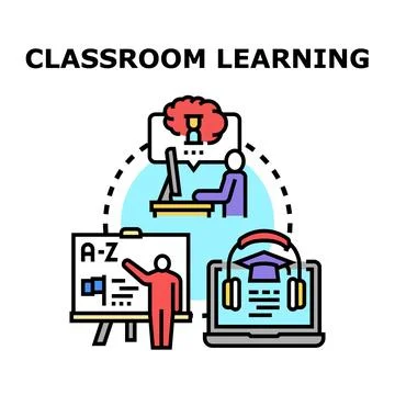 Blended learning education concept integrating online and offline study Stock Illustration
