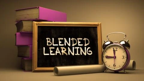 Blended Learning Handwritten on Chalkboard 스톡 일러스트