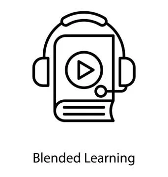Blended learning line icon design Stock Illustration