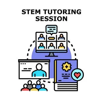 Blended learning stem tutoring session concept Stockillustratie
