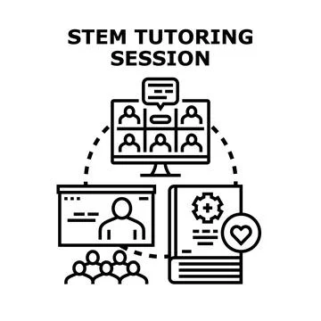Blended learning stem tutoring session concept Illustrazione stock