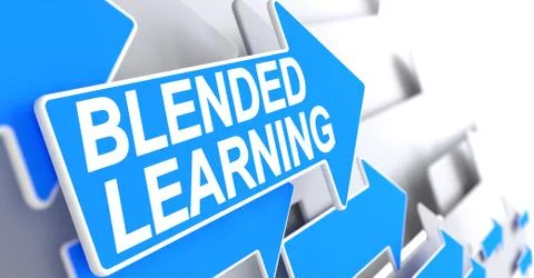 Blended Learning - Text on the Blue Arrow. 3D. Illustrazione stock