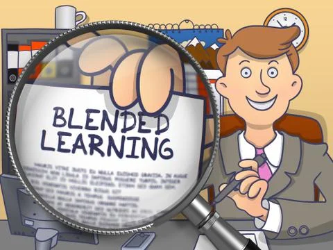 Blended Learning through Lens. Doodle Design Stock Illustration