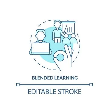 Blended learning turquoise concept icon Stock Illustration