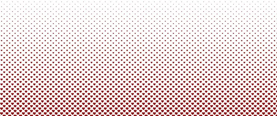 Blended  red heart  on white for pattern and background, halftone effect. Illustrazione stock